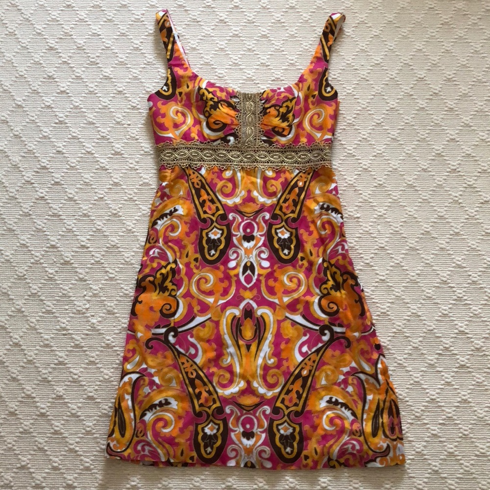Milly 0 XS summer pink print cocktail dress
